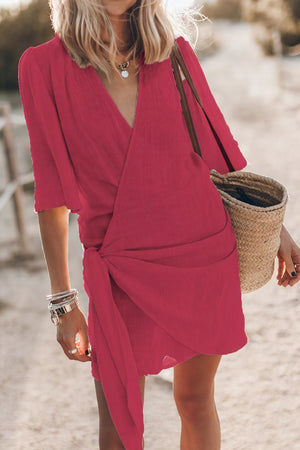 Vestido Cruzado Mujer – Negro, Escote V, Mangas Kimono, Lino, Estilo Bohemio Chic-82990-fe95d66a-5d8f-4ff2-af6b-1f820d365f60