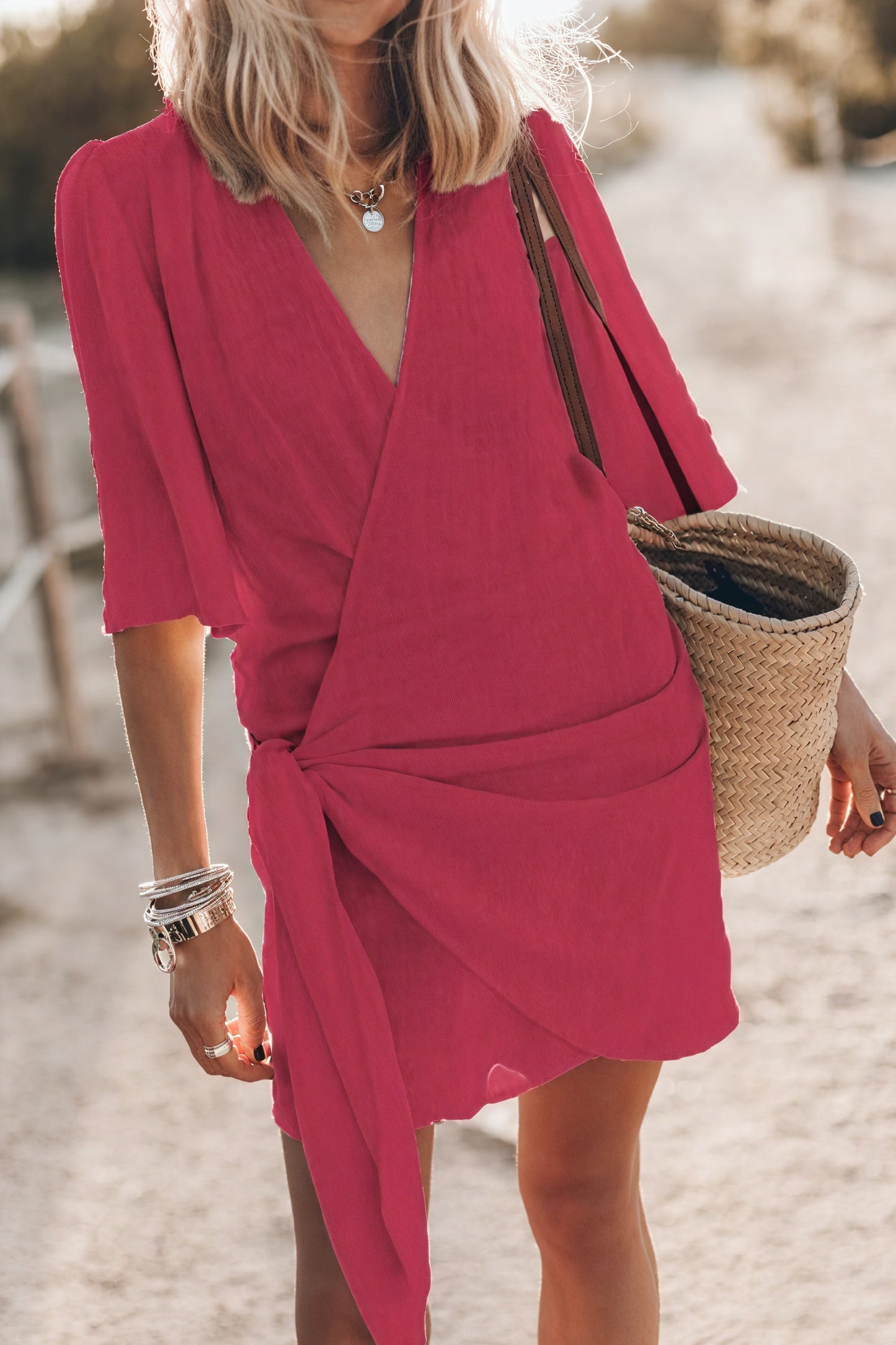 Vestido Cruzado Mujer – Negro, Escote V, Mangas Kimono, Lino, Estilo Bohemio Chic-82990-fe95d66a-5d8f-4ff2-af6b-1f820d365f60