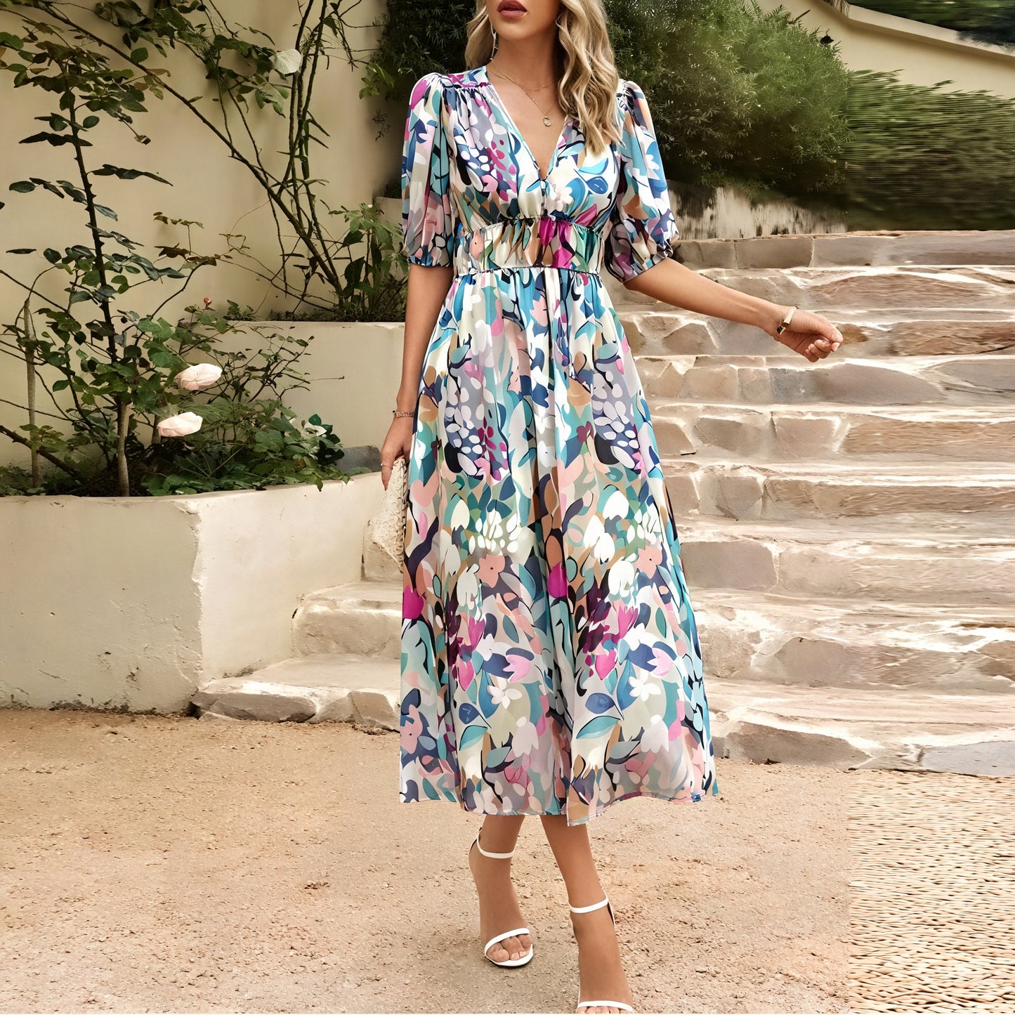 Vestido Midi Estampado: Un Toque de Sol en tu Armario