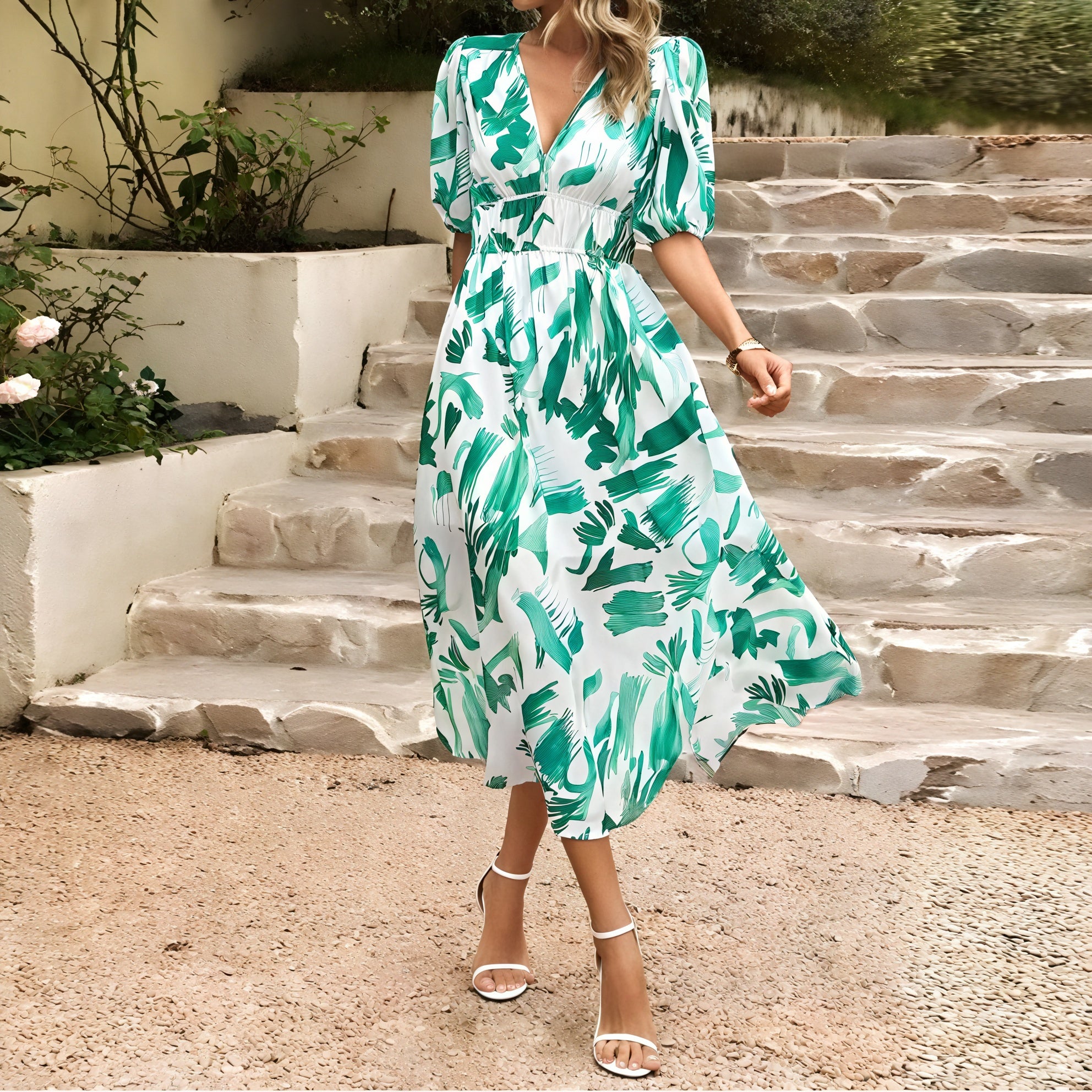 Vestido Midi Estampado: Un Toque de Sol en tu Armario