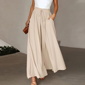 Pantalón Ancho Mujer Cintura Cordón Ajustable Bolsillos Laterales Silueta Fluida Cómodo Versátil-83212-1dd2039a-7181-4898-b756-9604ce00d6af