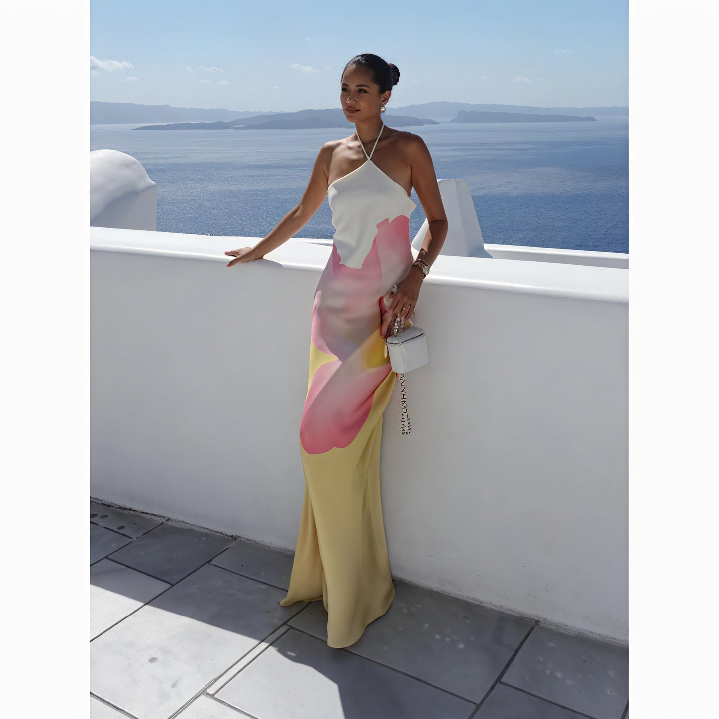 Vestido Maxi Mujer – Estampado Asimétrico, Hombro Único Halter, Elegante-83229-997b5f3a-b6a6-456e-adbf-580426701315