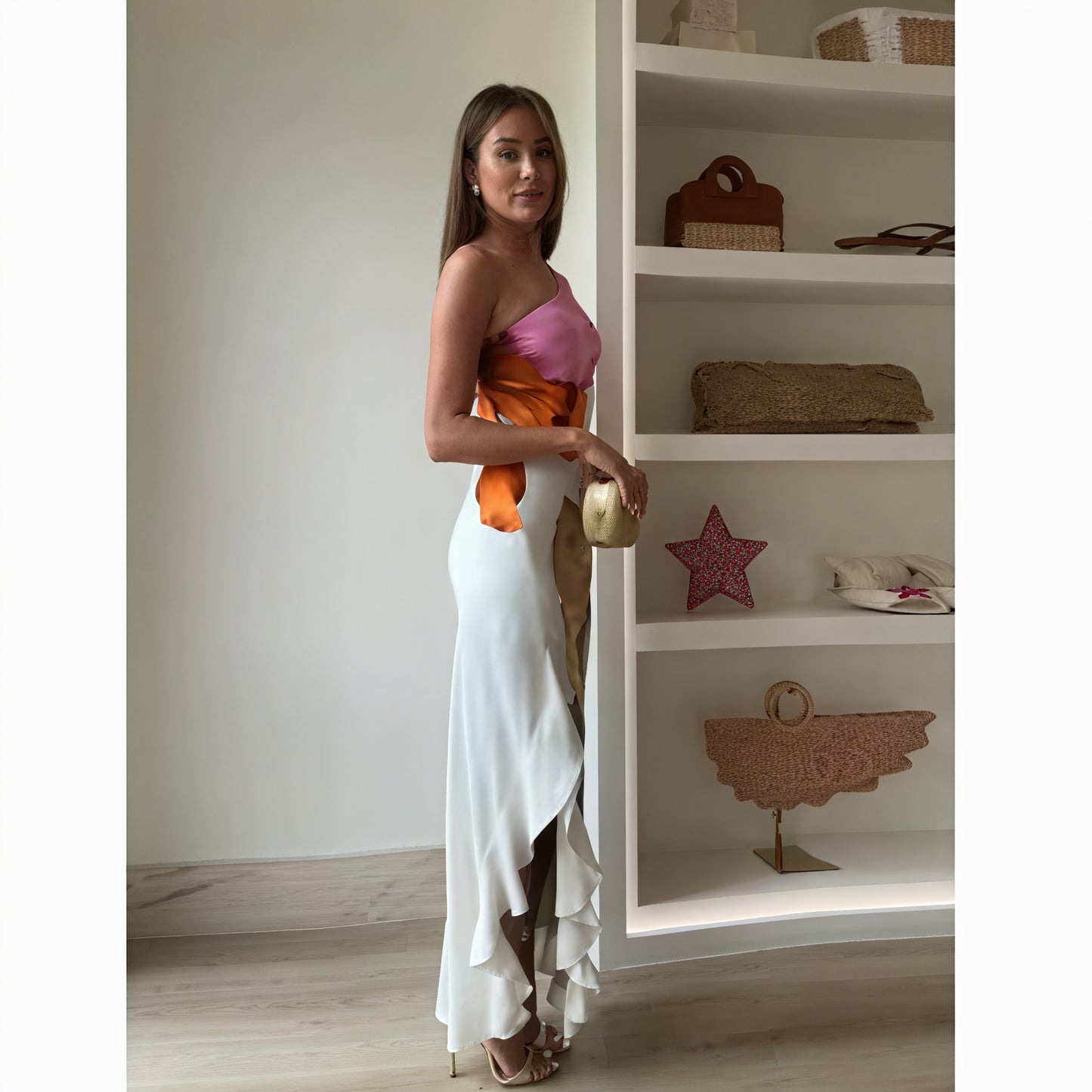 Vestido Maxi Mujer – Estampado Asimétrico, Hombro Único Halter, Elegante-83229-23d446ba-cb9b-455c-94d7-2f03a4cd37c5