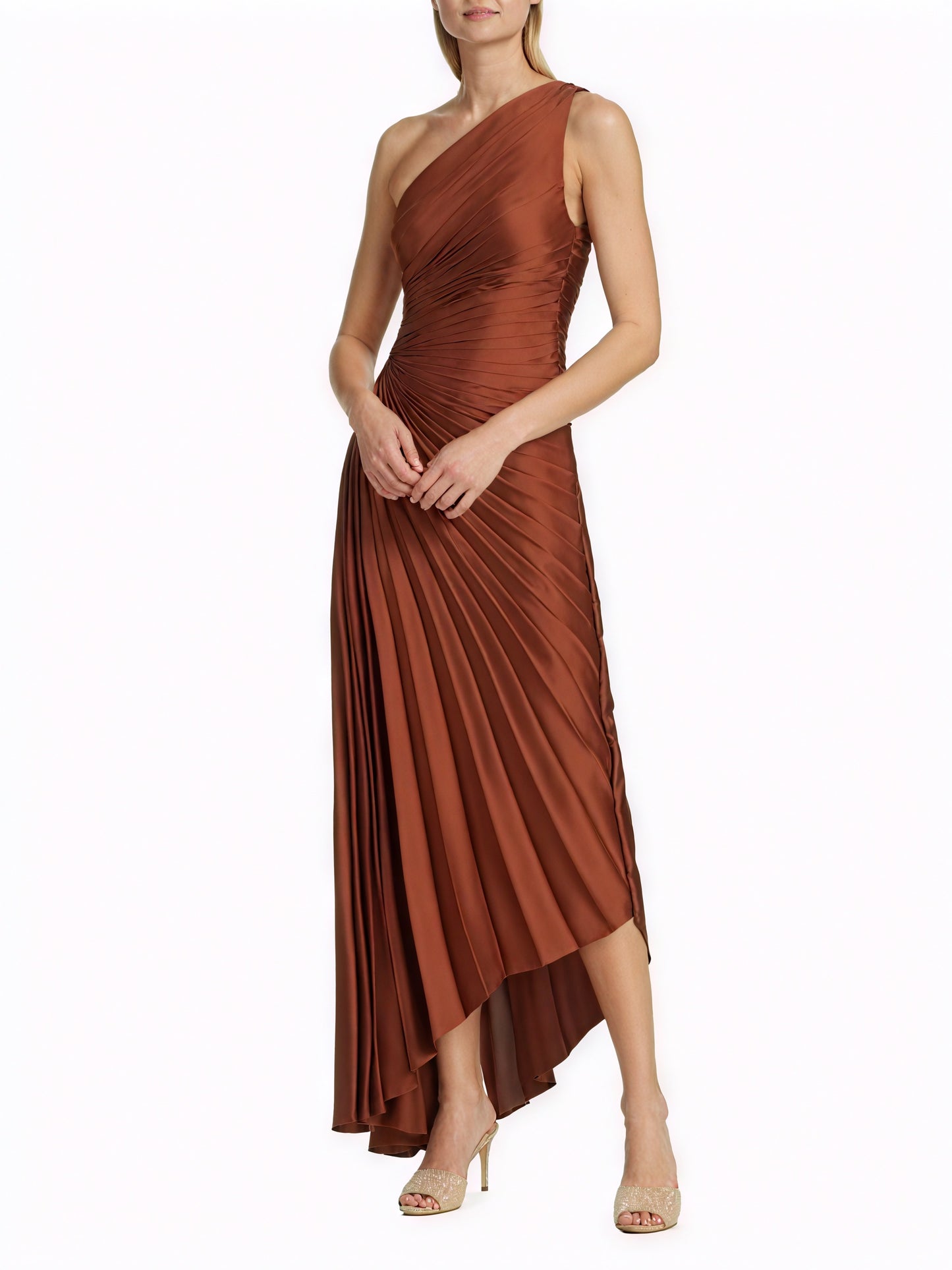 Vestido de Mujer Hombro Único Plisado Dobladillo Asimétrico, Estilo Elegante-83236-89a6f483-683d-4125-bfef-14561b9c6c7b