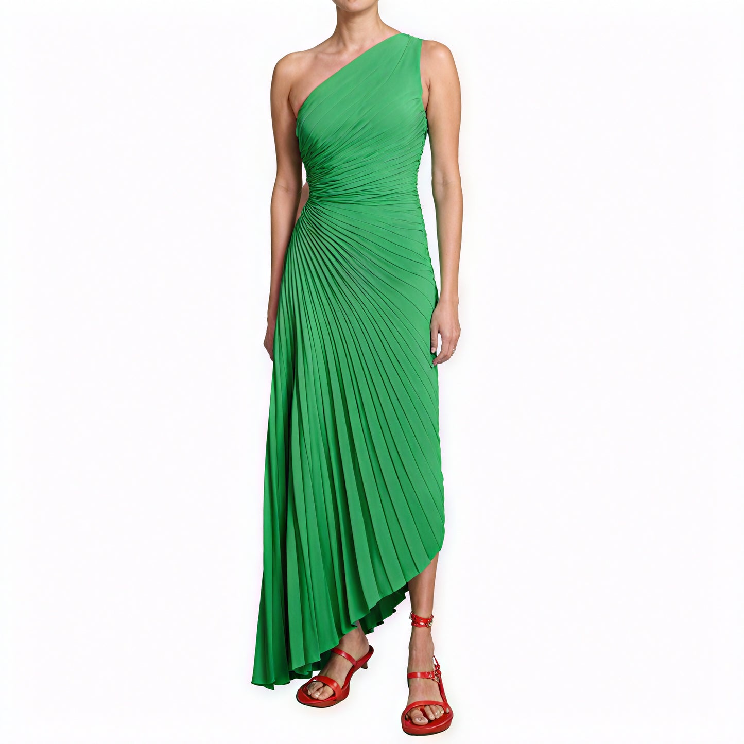 Vestido de Mujer Hombro Único Plisado Dobladillo Asimétrico, Estilo Elegante-83236-85249fab-20e9-4d44-a687-a1efdf9b0e7f