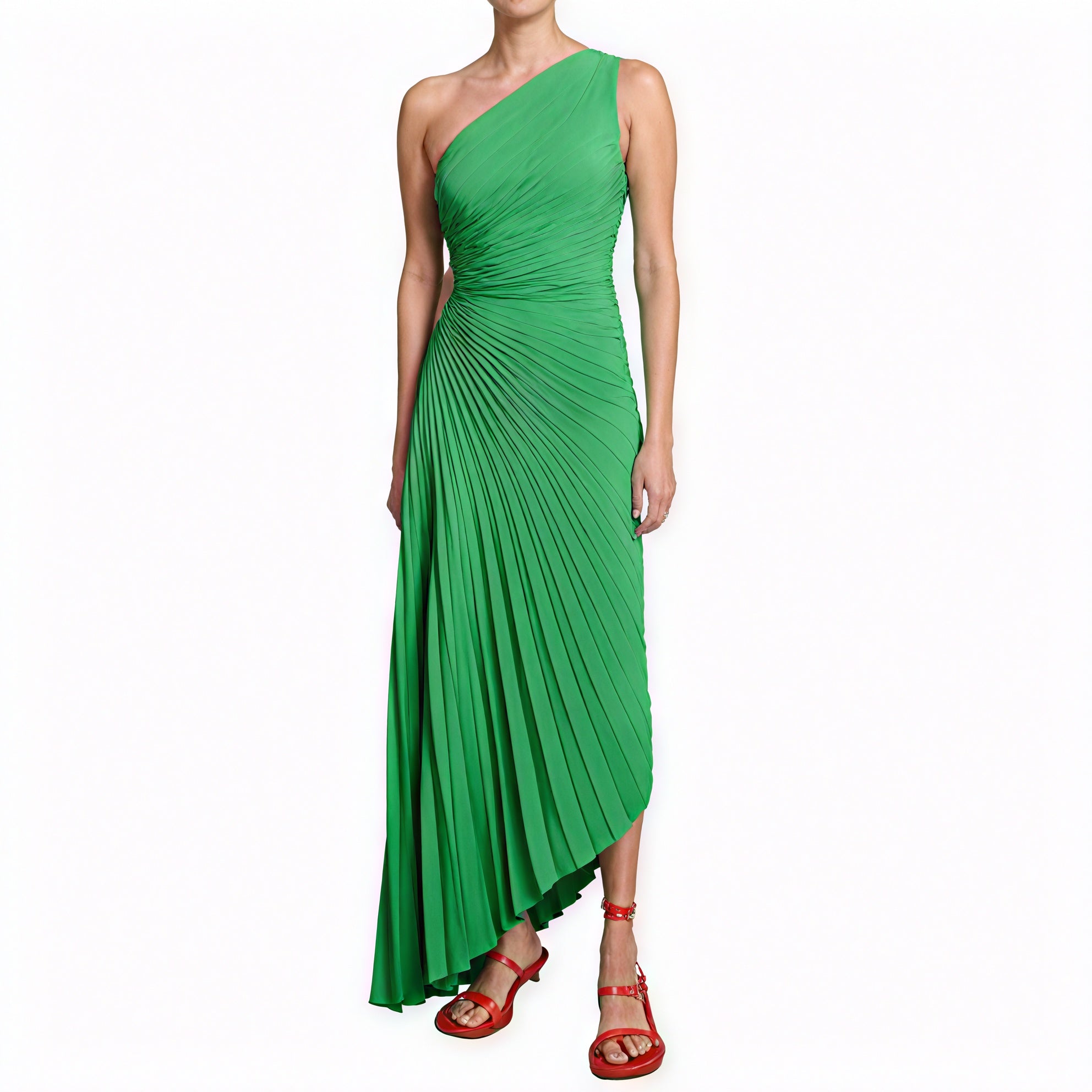 Vestido de Mujer Hombro Único Plisado Dobladillo Asimétrico, Estilo Elegante-83236-85249fab-20e9-4d44-a687-a1efdf9b0e7f