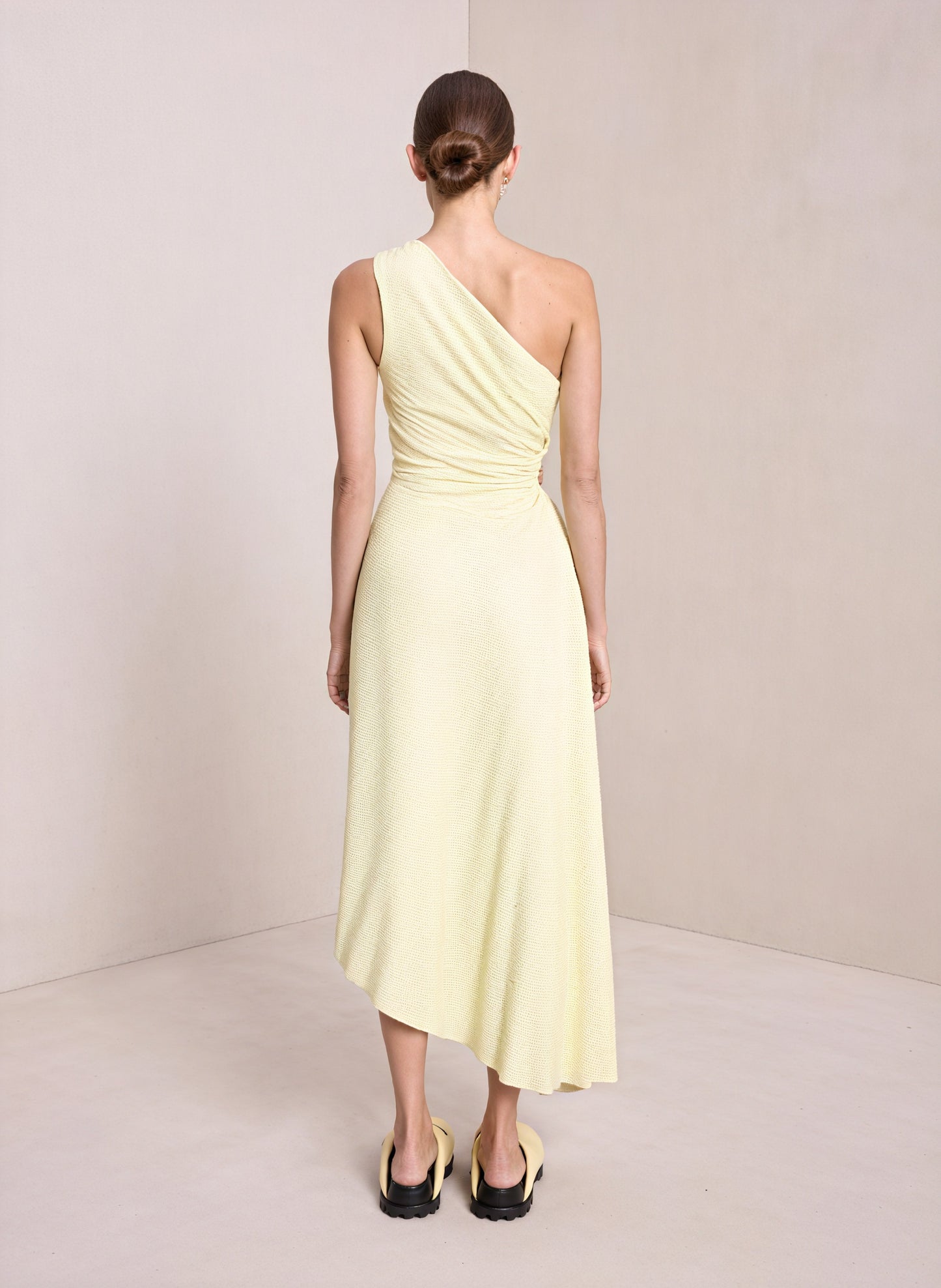 Vestido de Mujer Hombro Único Plisado Dobladillo Asimétrico, Estilo Elegante-83236-ab03510b-28b1-4691-a70c-24b553dabd62