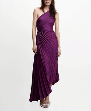 Vestido de Mujer Hombro Único Plisado Dobladillo Asimétrico, Estilo Elegante-83236-03e8e0f9-d099-455f-9a83-db2c4d8dd783