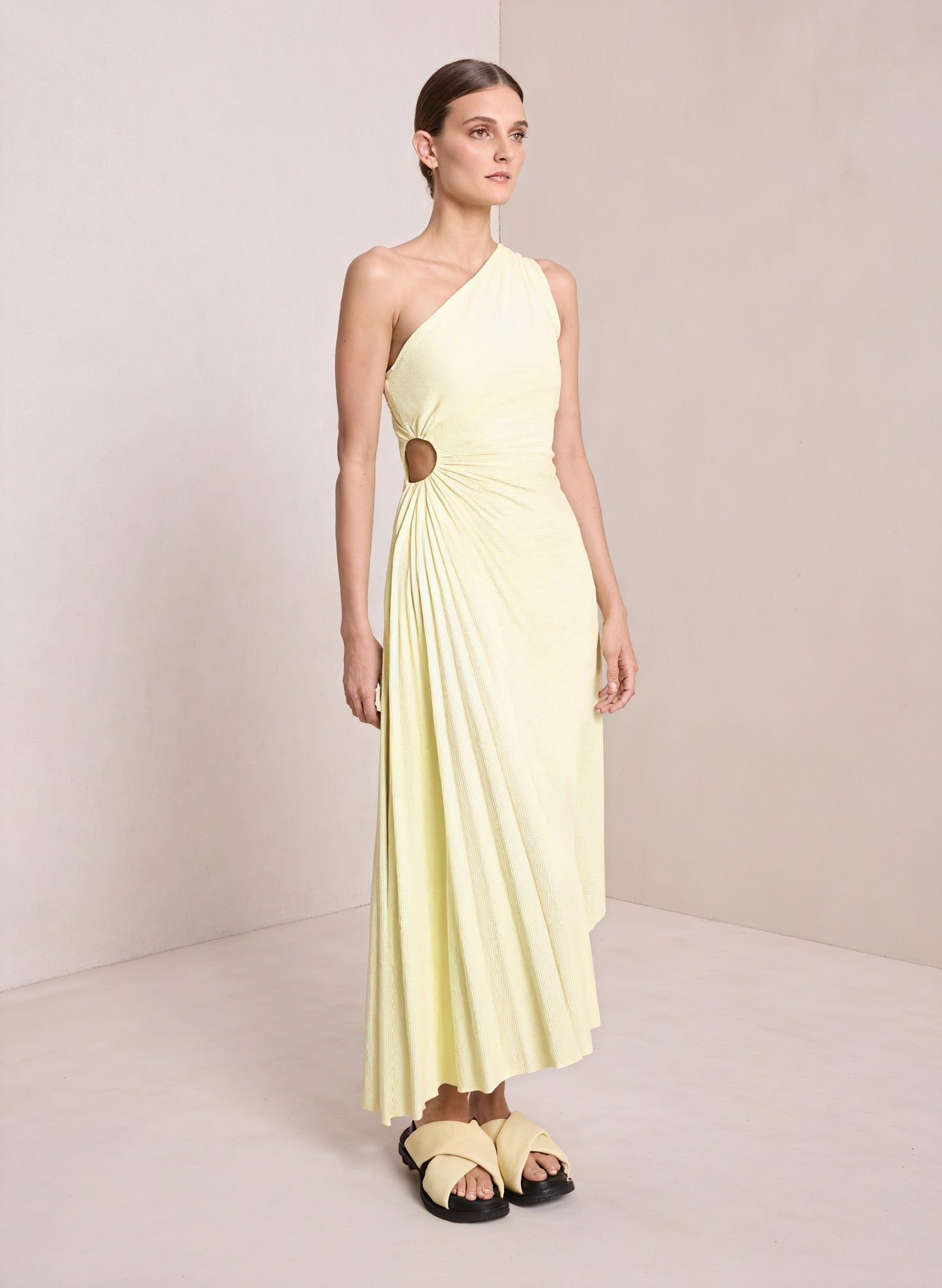 Vestido de Mujer Hombro Único Plisado Dobladillo Asimétrico, Estilo Elegante-83236-efc92923-2625-4470-9f98-742035a93e74
