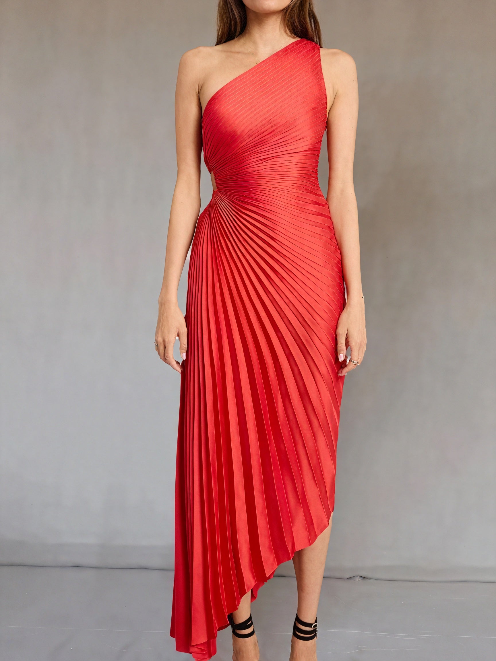 Vestido de Mujer Hombro Único Plisado Dobladillo Asimétrico, Estilo Elegante-83236-0fed524a-3d60-497b-8a67-19964d98aa2e