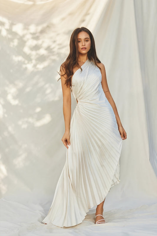 Vestido de Mujer Hombro Único Plisado Dobladillo Asimétrico, Estilo Elegante-83236-b619e92a-b572-405b-a18a-52ef16088bfd