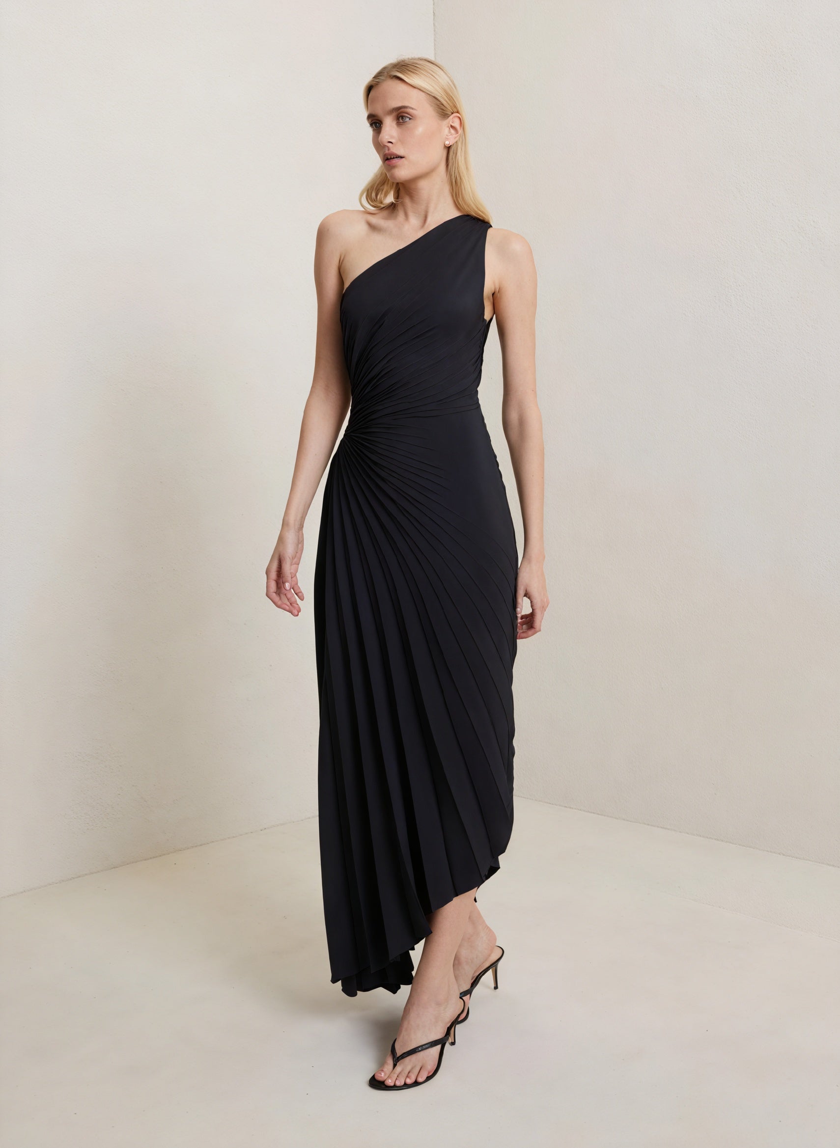 Vestido de Mujer Hombro Único Plisado Dobladillo Asimétrico, Estilo Elegante-83236-b6bd053d-56ea-44a9-b100-57b38689703e