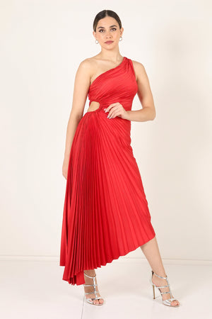 Vestido de Mujer Hombro Único Plisado Dobladillo Asimétrico, Estilo Elegante-83236-5df5c906-d5d7-4b50-8621-900f8c072c53