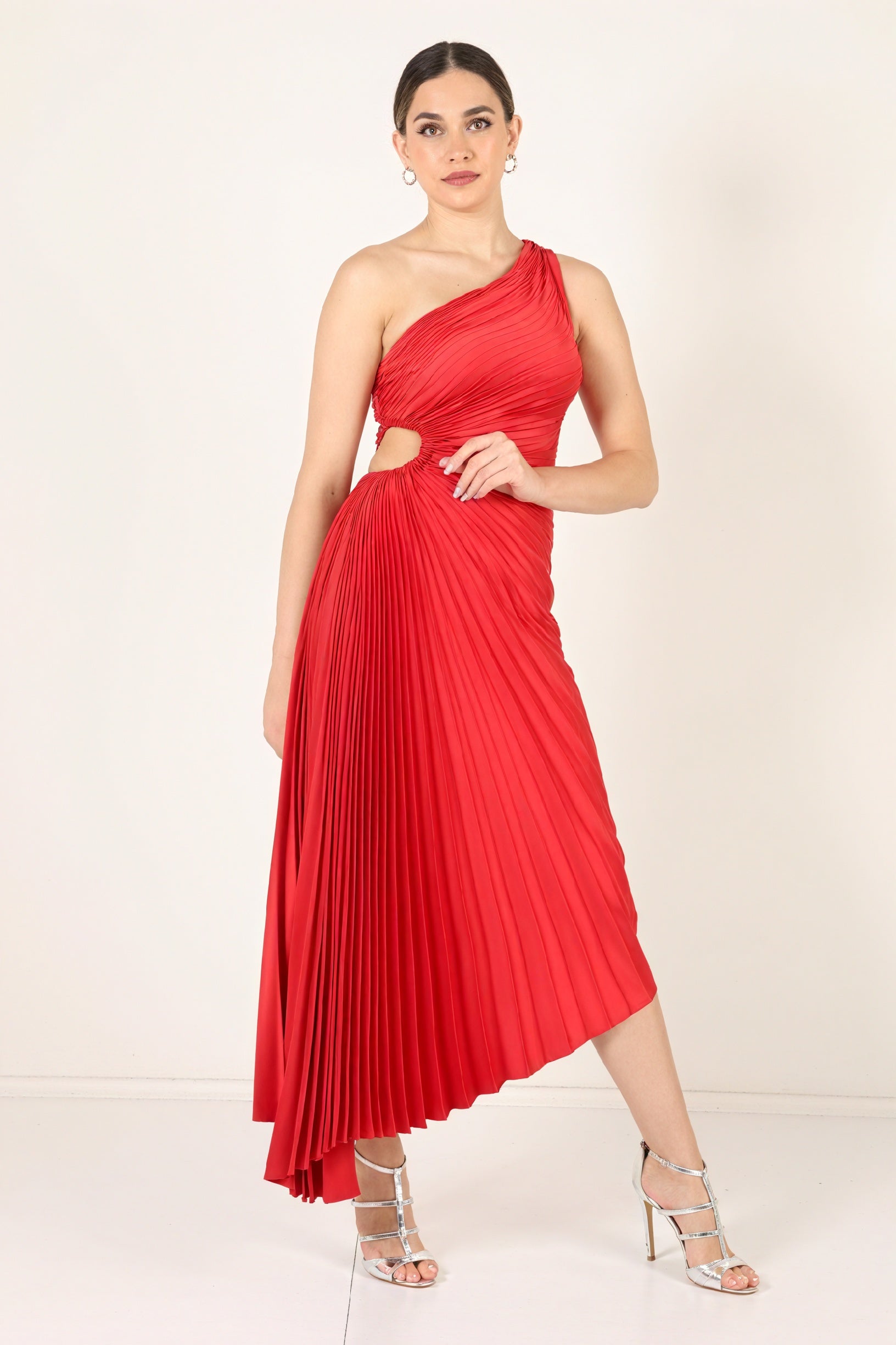 Vestido de Mujer Hombro Único Plisado Dobladillo Asimétrico, Estilo Elegante-83236-5df5c906-d5d7-4b50-8621-900f8c072c53