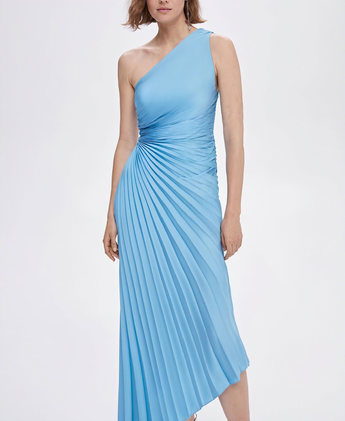Vestido de Mujer Hombro Único Plisado Dobladillo Asimétrico, Estilo Elegante-83236-6aae88f6-57fe-4fdc-be0f-7a67a5e6ad85