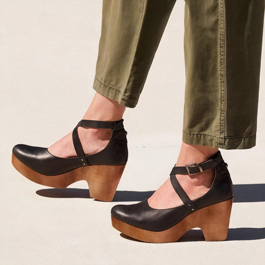 Sandalias de Plataforma para Mujer – Piel, Suela de Madera, Tiras Cruzadas, Hebilla Tobillo-83366-4ea96eee-f1fe-4544-a104-a4d48d8aa5d7