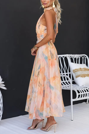 Vestido Maxi para Mujer – Estampado Floral, Cuello Halter, Lazo en Cintura, Tejido Ligero-83370-d9c1289d-d709-4709-9db5-ed8d780e5a83