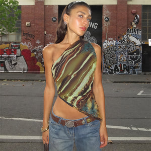Vestido de Mujer Estampado – Diseño Asimétrico Hombro Único-83548-560860aa-00be-4405-89de-e6c3d0de5d09