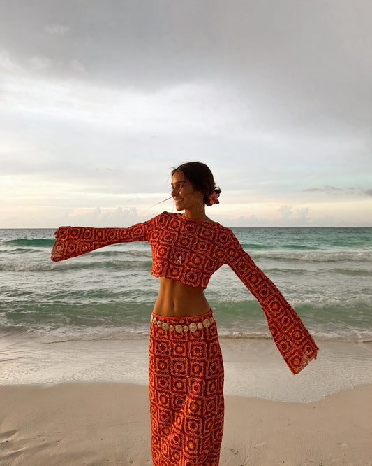 Conjunto Dos Piezas Crochet Mujer – Top Crop Manga Larga, Falda Cintura Alta, Bicolor Estilo Bohemio-83575-09c8f78b-d32b-4f59-9e9a-70de66d66c28