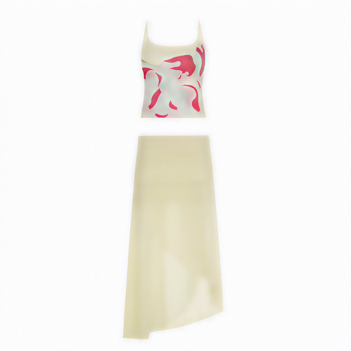 Vestido de Mujer – Estampado Floral, Tirantes Finos, Falda Fruncida y Dobladillo Asimétrico-83580-5fa0c415-5503-4771-85d4-697d37d229a9