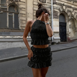 Conjunto Dos Piezas Mujer – Top Halter Volantes y Falda a Juego-83589-fe3a1366-e763-4660-babb-f83dab71940d