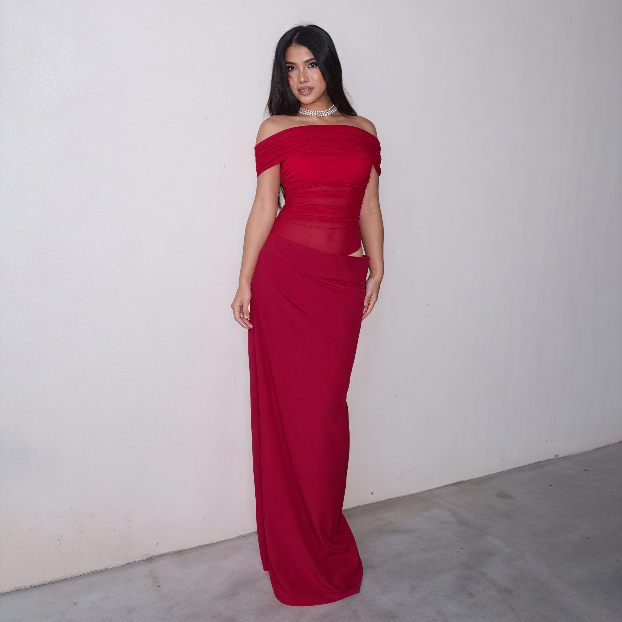 Vestido Largo Mujer Hombros Descubiertos con Abertura en Cintura Elegante Noche-83596-2ecf24a1-0e15-457c-a1f1-ff95a69d095e