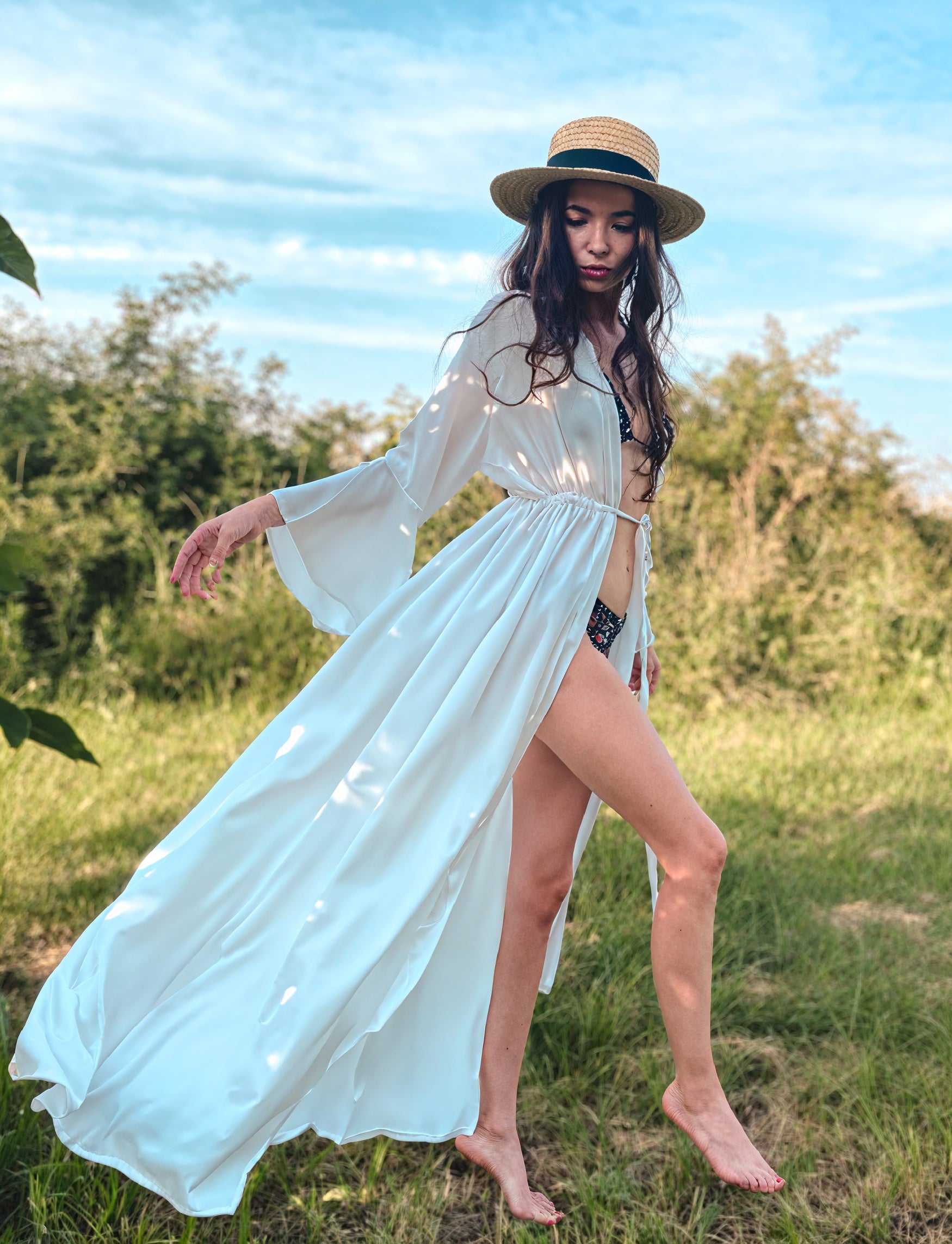 Vestido Maxi para Mujer – Manga Larga, Cuello V, Lazo en Cintura, Estilo Fluido, Vela Official-83779-821f39a8-0685-430b-9c39-ebb97ae52920