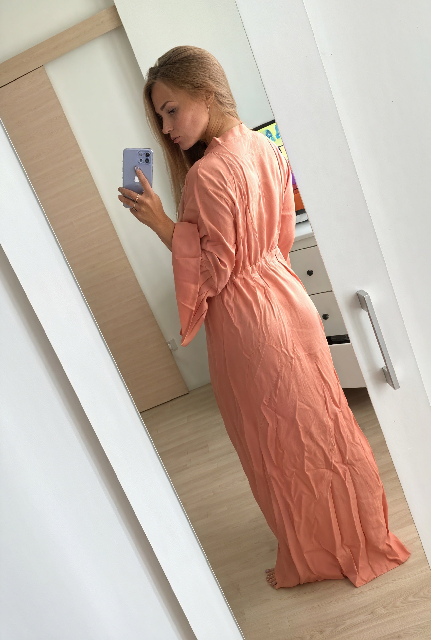 Vestido Maxi para Mujer – Manga Larga, Cuello V, Lazo en Cintura, Estilo Fluido, Vela Official-83779-3a15a49a-89e6-4588-9553-7f12f504f025