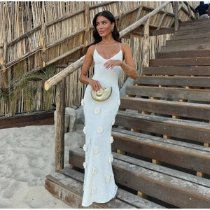 Vestido Blanco para Mujer – Tirantes Finos, Adornos Florales 3D, Estilo Elegante, Vela Official-83821-dad22eff-0459-438c-8966-a964ec7cc8d3