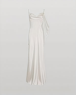 Vestido Largo Mujer Satén – Escote Drapeado, Tirantes Finos, Vela Official-83831-00001a11-524b-4c5f-a8c5-e37f59d26654