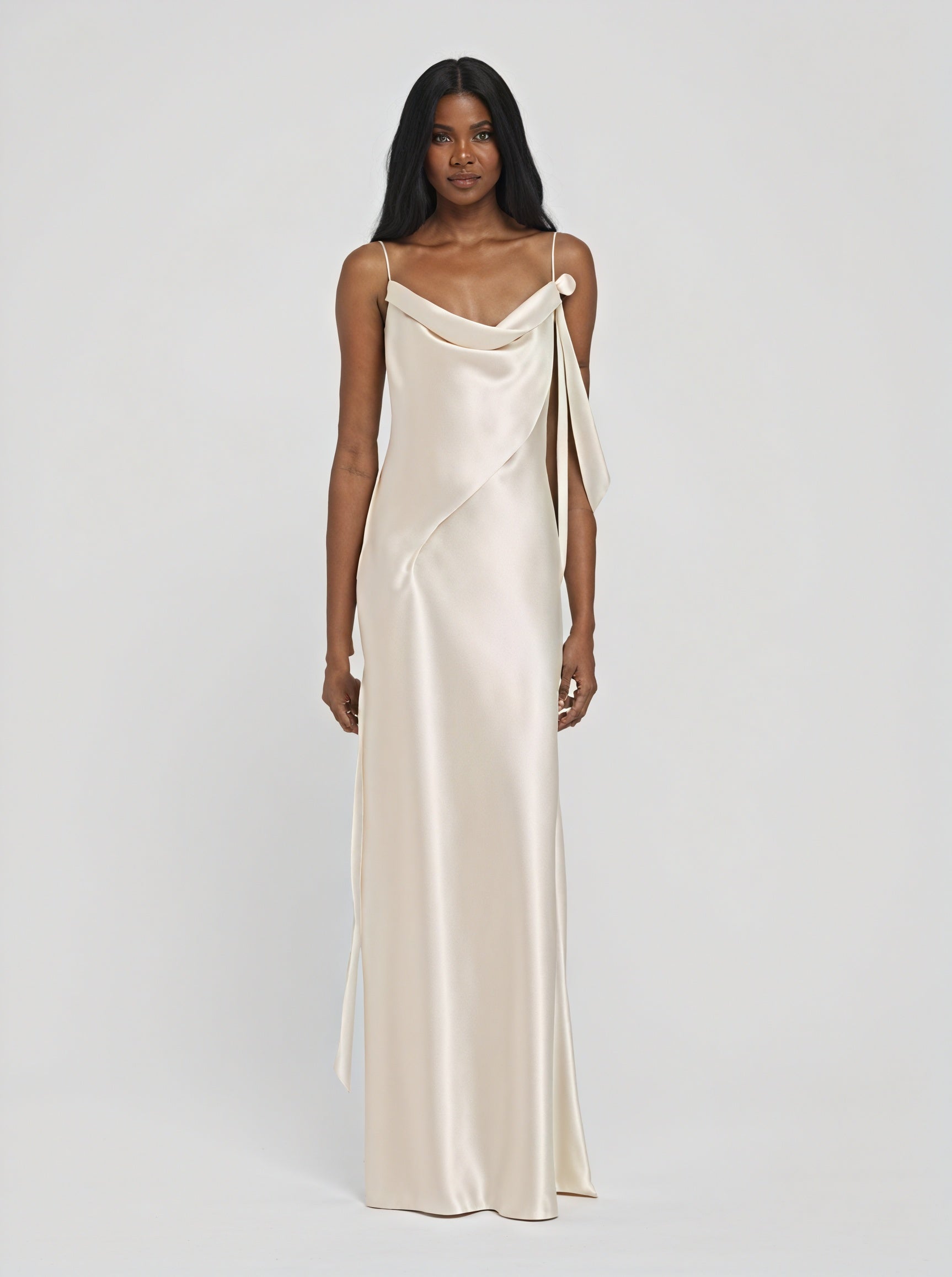 Vestido Largo Mujer Satén – Escote Drapeado, Tirantes Finos, Vela Official-83831-c386d1d3-536d-42dc-9e0f-a812a44c6b33
