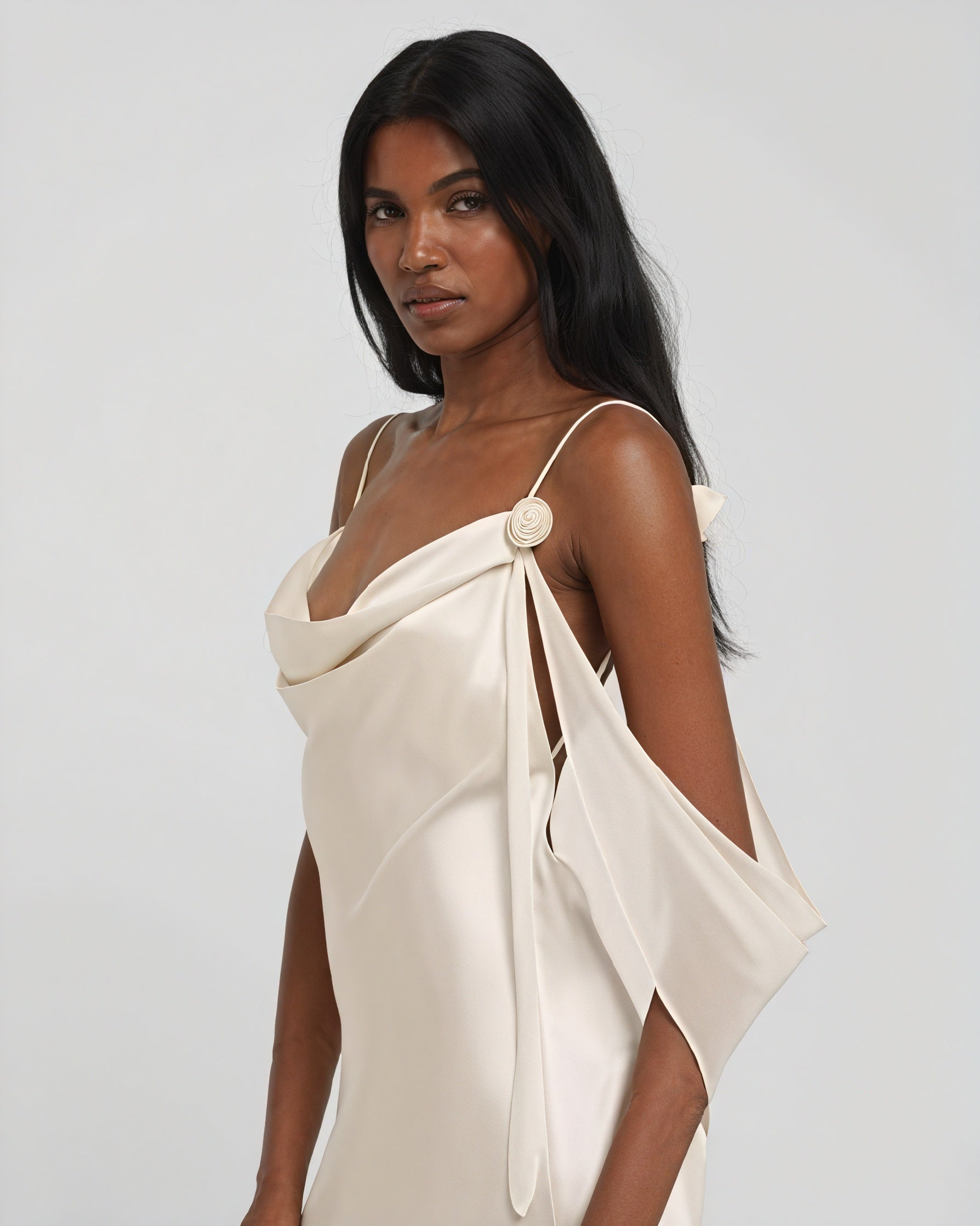 Vestido Largo Mujer Satén – Escote Drapeado, Tirantes Finos, Vela Official-83831-b760b857-21dd-416e-a020-dfa62c8cadb4