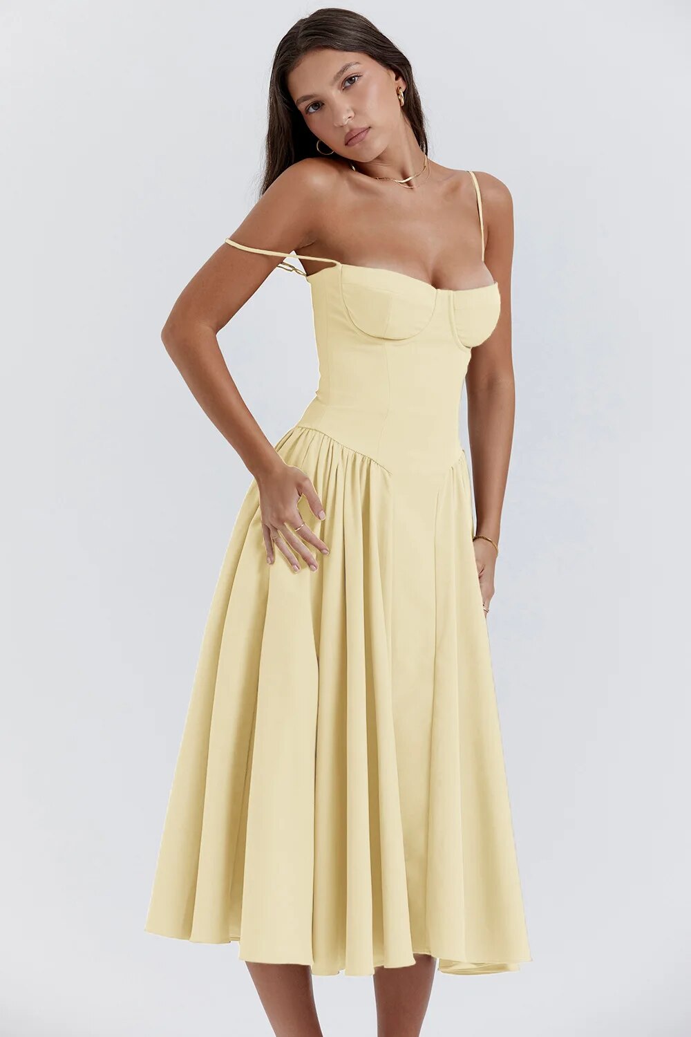 Vestido Midi para Mujer – Tirantes Finos, Corpiño Estructurado, Falda Plisada, con Bolsillos-83506-862f6699-3c6a-418e-90eb-1c5c67bf9eb1