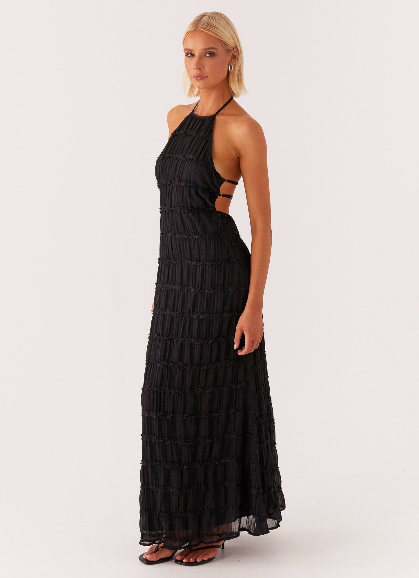 Vestido Maxi para Mujer – Cuello Halter, Tejido Texturizado, Elegante-83499-866dba17-ae73-4158-89b0-0af3908ba66c