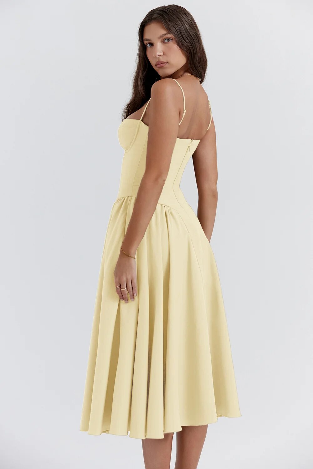 Vestido Midi para Mujer – Tirantes Finos, Corpiño Estructurado, Falda Plisada, con Bolsillos-83506-8a7bcd37-e297-4c9c-9260-0a7cd7c2d8d3