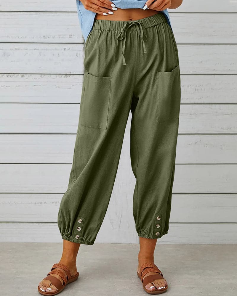 Vela Official Pantalones Mujer – Cintura Cordón, Detalle Botón Tobillo, Casual-83253-8d5dd380-0cea-485b-8615-ae0bc8d8fe66