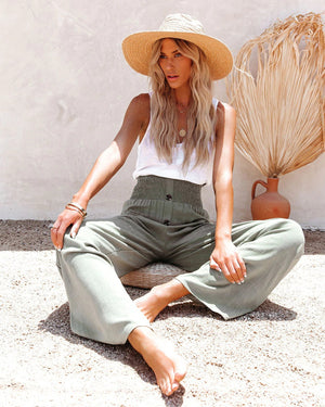 Pantalones Palazzo de Cintura Alta con Botones