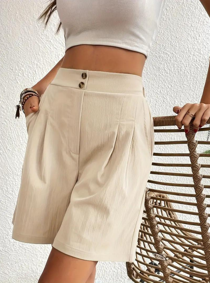 Shorts de Mujer de Tiro Alto Plisados-82558-9cb62cda-957e-40e3-9bfe-f2eae9ac5575