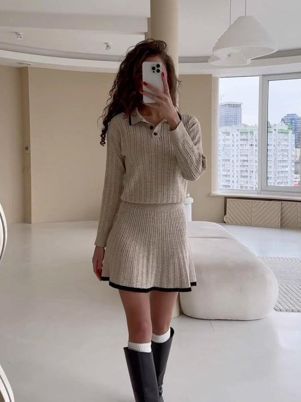 Conjunto Tejido Canalé – Estilo Clásico Moderno