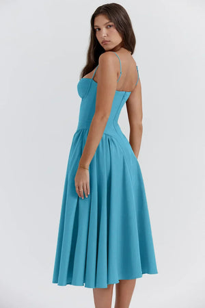 Vestido Midi para Mujer – Tirantes Finos, Corpiño Estructurado, Falda Plisada, con Bolsillos-83506-9fcfcca2-3133-4c2d-b2b6-7ef4783de066