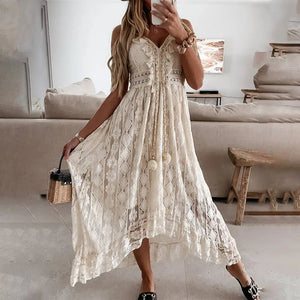 Vestido Midi Bohemio con Encaje Delicado