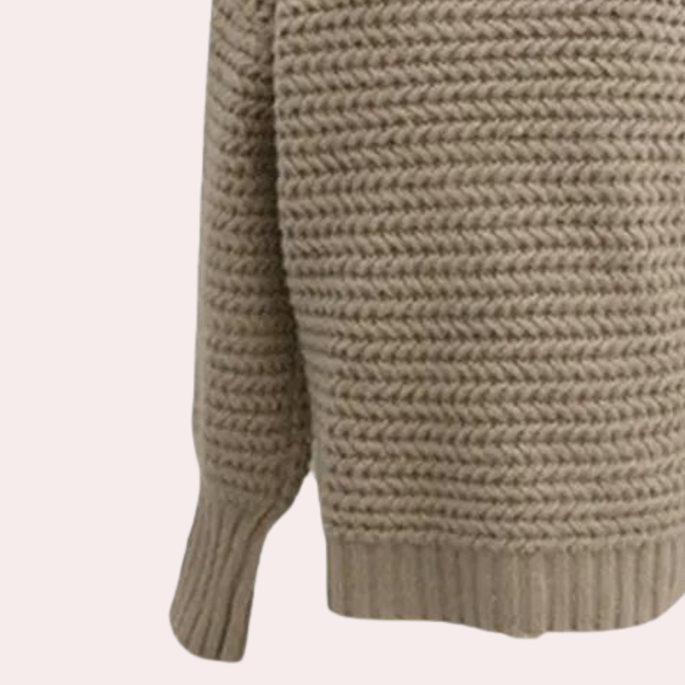 Women's Sweater – High Turtleneck, Chunky Knit, Oversized Sleeves, Off-White-54883-58562563899722