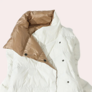 Abrigo Plumífero Largo Mujer Bicolor – Cuello Alto, Oversized, Poliéster Insulado-54885-58562553184586
