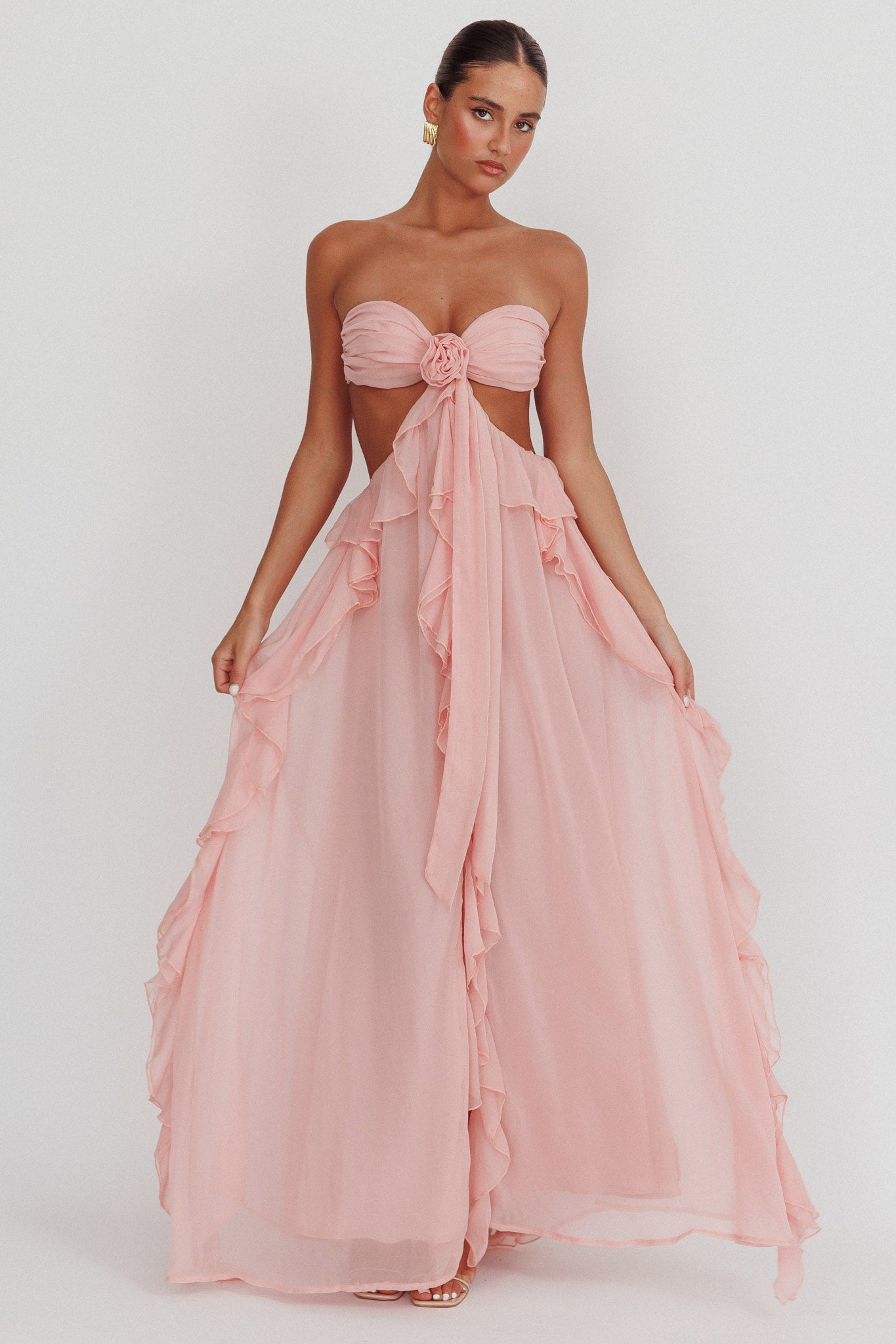 Vestido Strapless Mujer con Cut-Out, Volantes y Silueta Elegante-83518-a2f18469-0f0f-4e9a-80a3-1a2fe59cbf9c