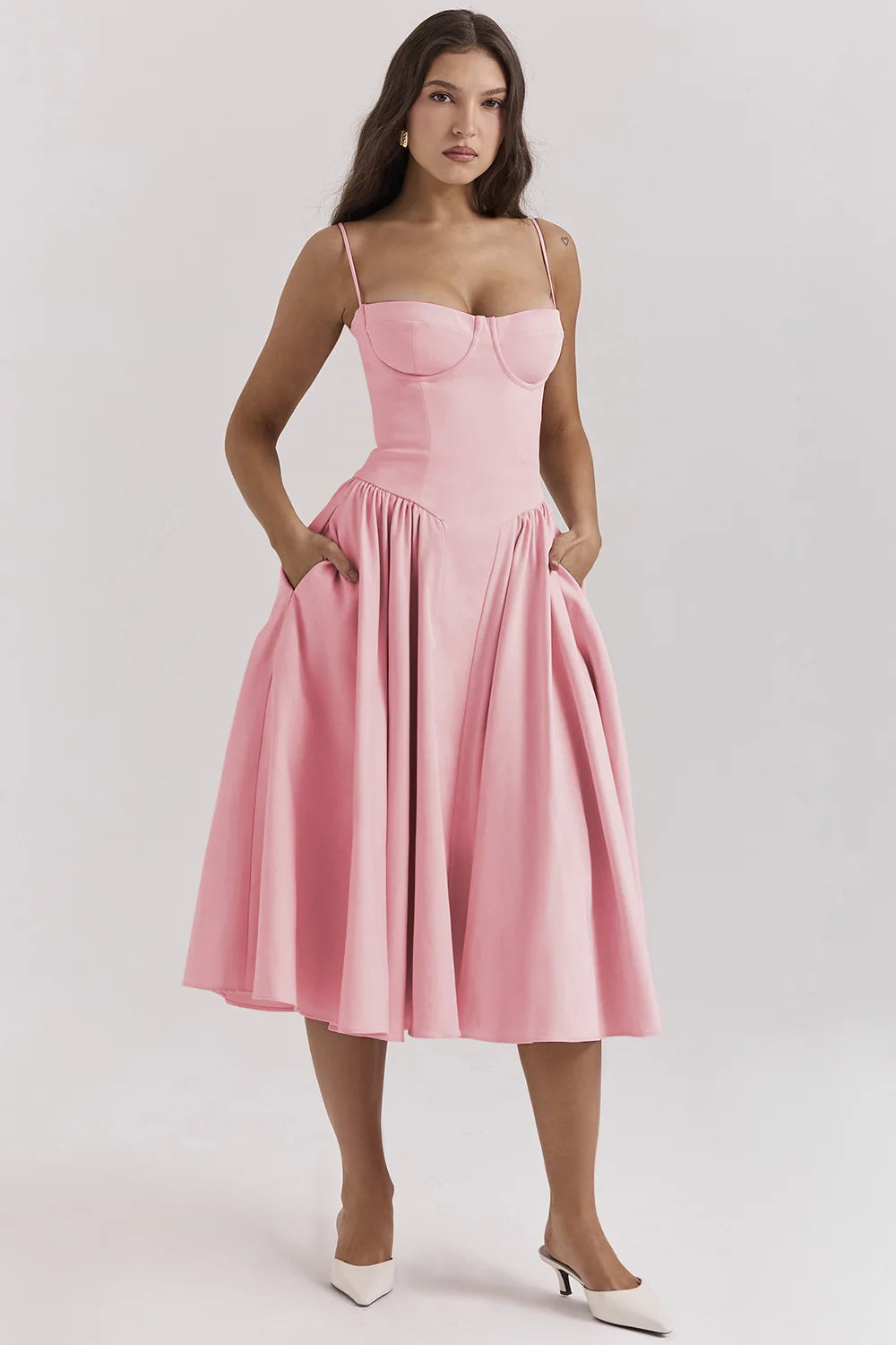 Vestido Midi para Mujer – Tirantes Finos, Corpiño Estructurado, Falda Plisada, con Bolsillos-83506-a84c6a0a-a4b6-466e-8f59-98e799bebe56