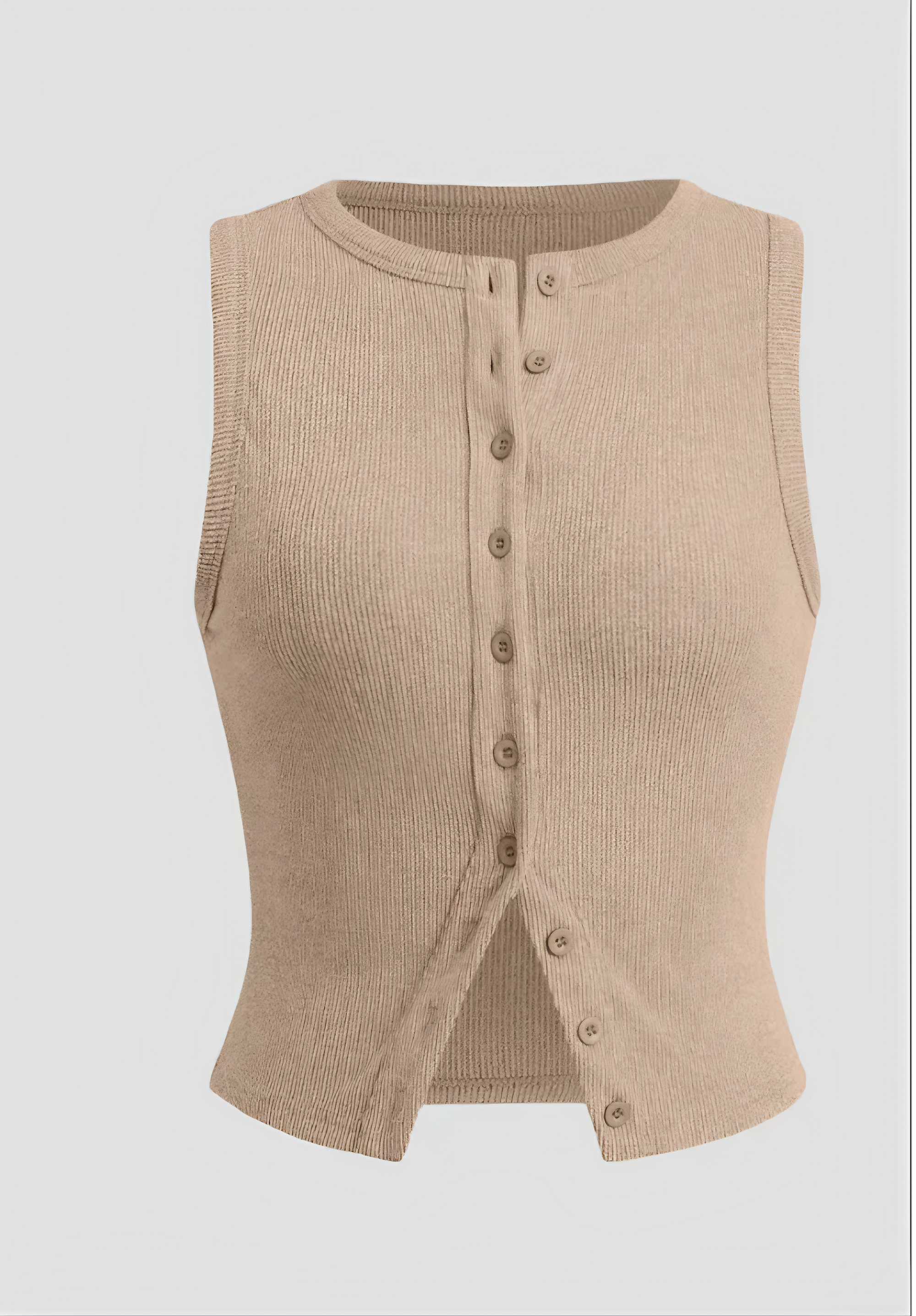 Vestido Acanalado de Mujer sin Mangas con Botones Frontales, Estilo Versátil-83523-ac8c4333-6e29-4cb2-a3e5-6cb09266a234