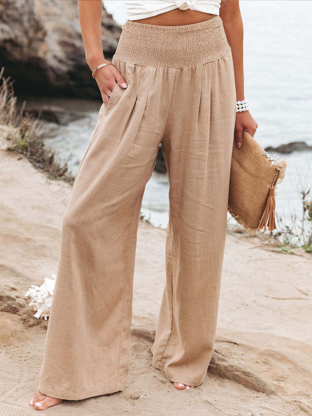 Pantalón Palazzo Fluido de Cintura Smock