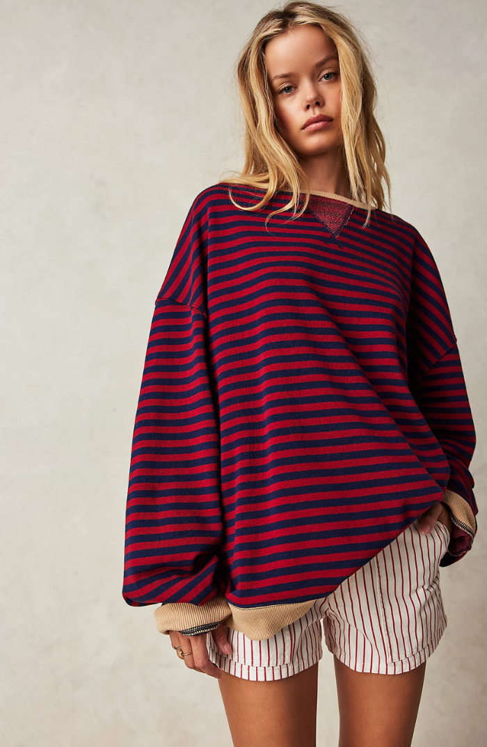 Top Rayas Manga Larga Casual
