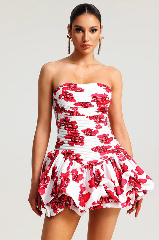 Vestido Strapless para Mujer – Estampado Floral, Falda con Volantes, Corpiño Estructurado-83685-b1aee80b-a632-486d-854e-b78ef0a62cf9