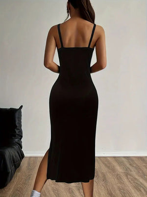 Vestido Midi Minimalista con Tirantes Ajustables